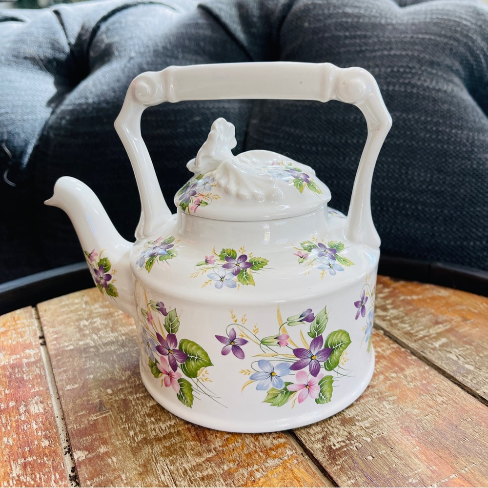 Vintage England Arthur Wood Teapot Purple Pink Blue Floral